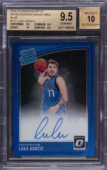 2018-19 Panini Donruss Optic "Rated Rookie Signatures" Blue #177 Luka Doncic Rookie Card (#38/49) - BGS GEM MINT 9.5/BGS 10